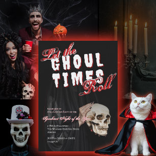 Ghostly Halloween Skeleton Costume Party Skull Invitation