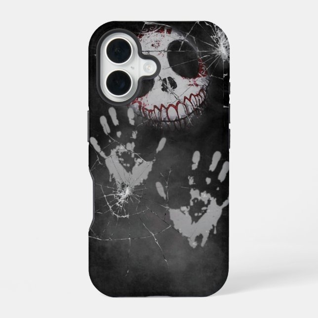 Ghostly Handprint Shattered Screen Horror iPhone C iPhone 16 Case (Back)