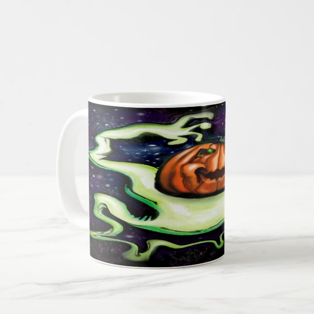 Ghostly Jack-o-lantern Coffee Mug (Front Left)