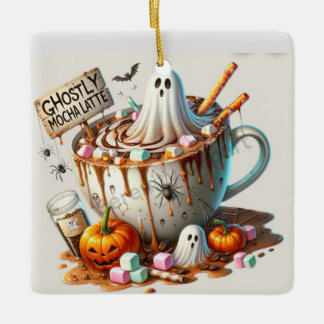 Ghostly Latte  Ceramic Ornament