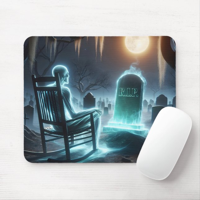 Ghostly Man In Cemetery Mouse Mat (With Mouse)