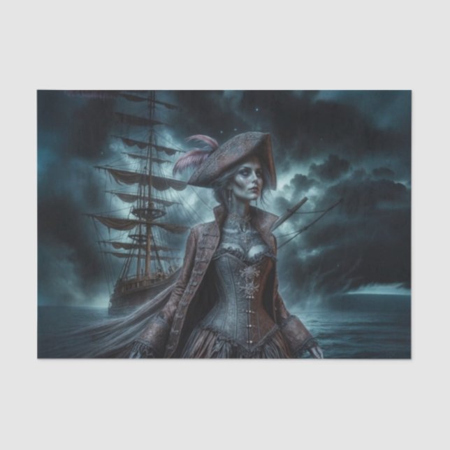 Ghostly Mesmerised Pirate | Haunting High Seas Art Tissue Paper (Front)