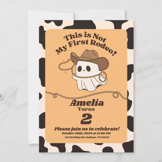 Ghostly "Not My First Rodeo" Birthday Invite (Front)