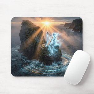 Ghostly Ocean Spirit Playing a Harp  Mouse Mat