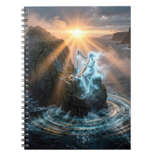Ghostly Ocean Spirit Playing a Harp Notebook