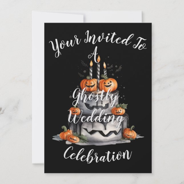 Ghostly Pumpkin Wedding Invitation  (Front)