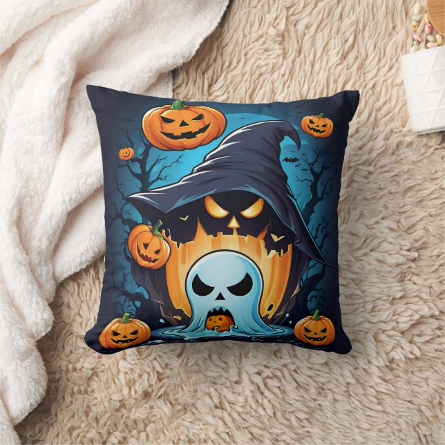 Ghostly pumpkins bring Halloween spirit to life Cushion (Blanket)