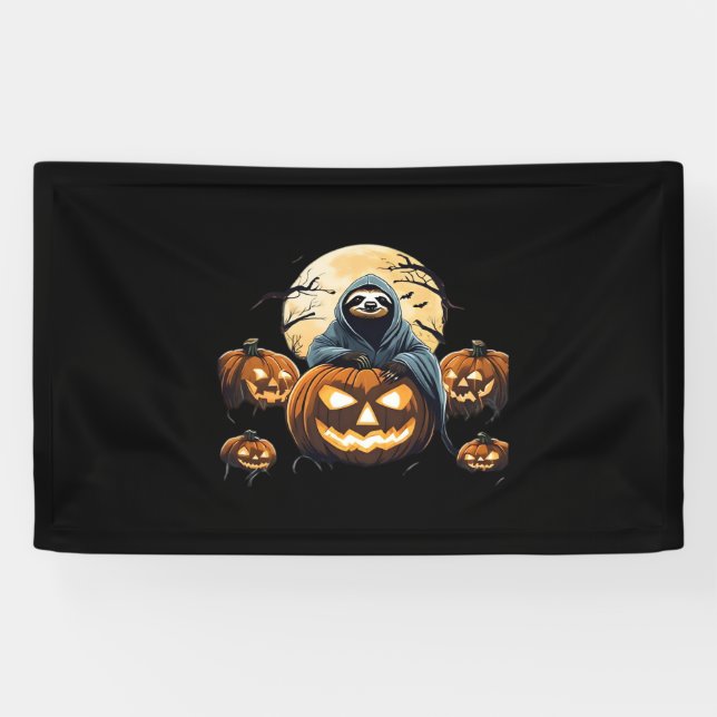 Ghostly Sloth's Midnight Haunt Classic T-Shirt Banner (Horizontal)