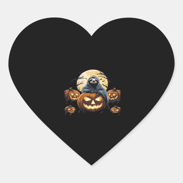 Ghostly Sloth's Midnight Haunt Classic T-Shirt Heart Sticker (Front)