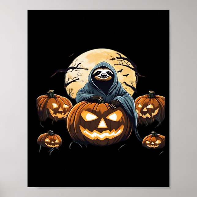 Ghostly Sloth's Midnight Haunt Classic T-Shirt Poster (Front)