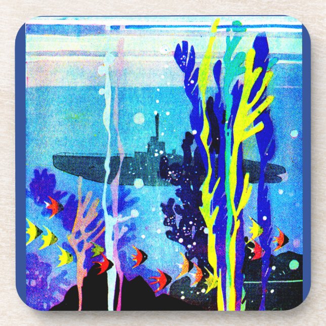 ghostly submarine in tropical waters coaster (Front)