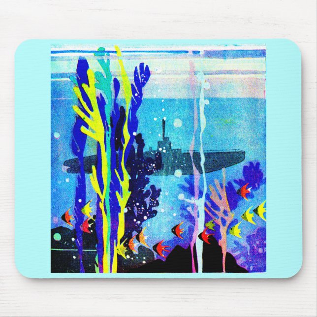 ghostly submarine in tropical waters mouse mat (Front)