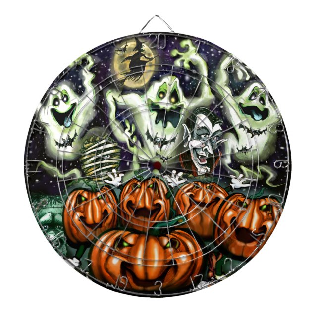 Ghostly Trio Pumpkins Party Dartboard (Front)