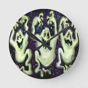 Ghostly Trio Round Clock