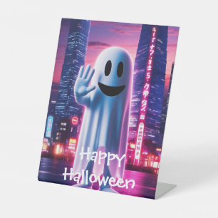 Ghostly Wave & Urban Lights Pedestal Sign