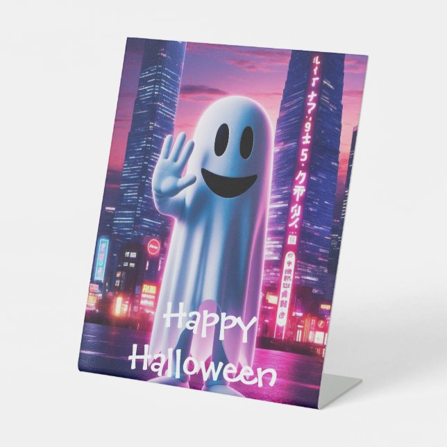 Ghostly Wave & Urban Lights Pedestal Sign (Front)