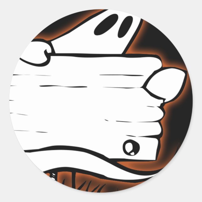 Ghostly Welcome on Black Halloween Classic Round Sticker (Front)