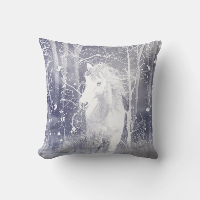Ghostly white horse cushion (Front)