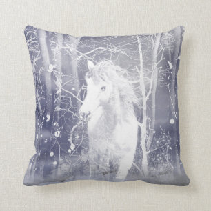 Ghostly white horse cushion