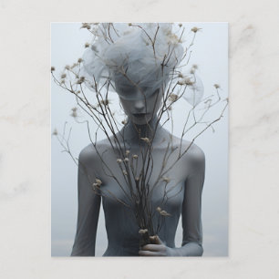 Ghostly Woman and White Flowers Postcard