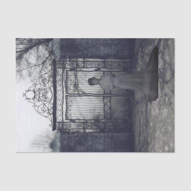 Ghostly Woman Creepy Decoupage Tissue Paper (Front)