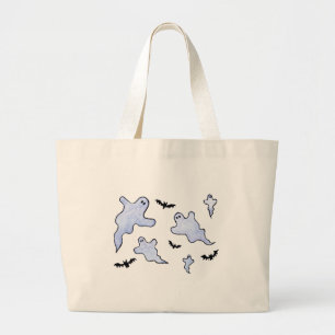 Ghosts and Bats Halloween Large Tote Bag