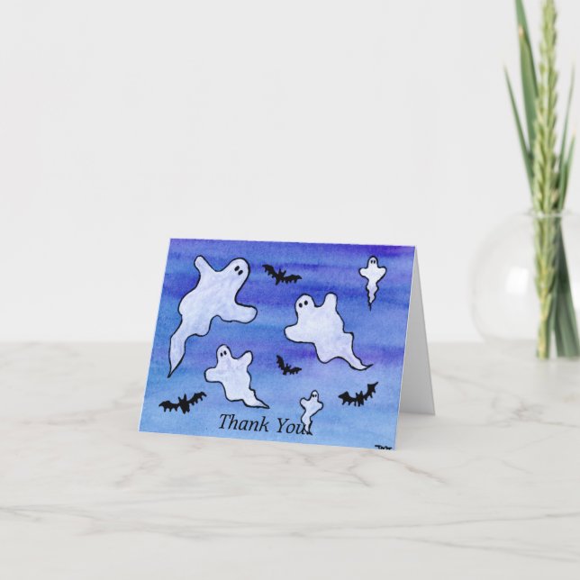 Ghosts and Bats Thank You Card (Front)