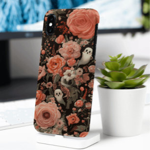 Ghosts and Flowers Embroidery Style iPhone 16 Pro Max Case