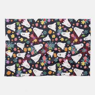 Ghosts and Flowers Tea Towel