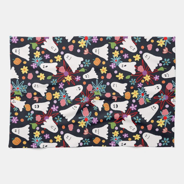 Ghosts and Flowers Tea Towel (Horizontal)