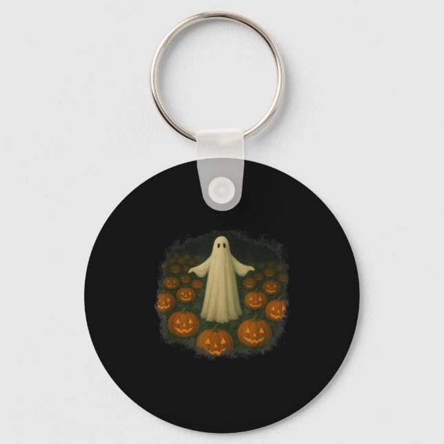 Ghosts And Pumpkins! Halloween!  Key Ring (Front)