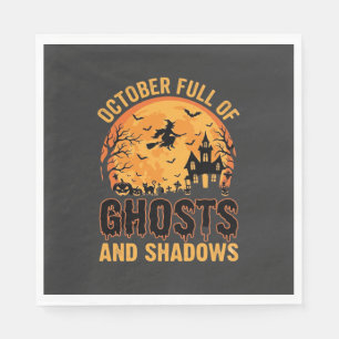 Ghosts and Shadows Halloween Moon Design Napkin