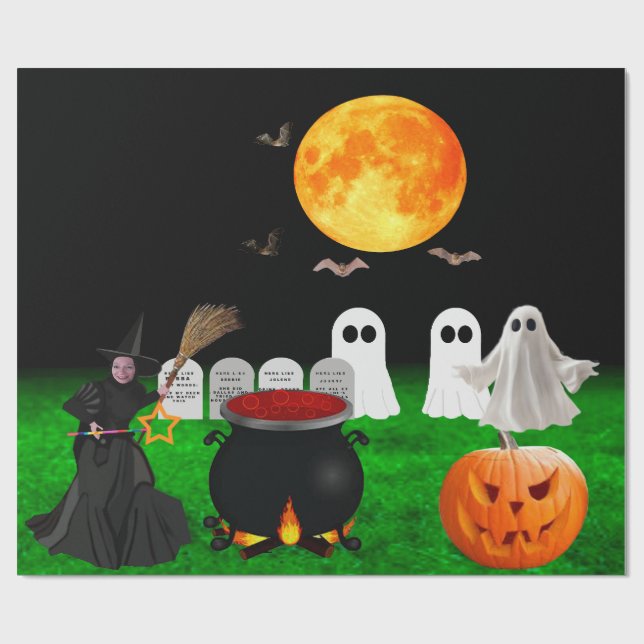 Ghosts and Witches Wrapping Paper (Flat)