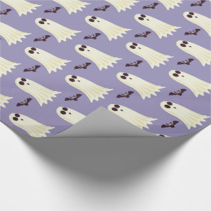Ghosts & Bats Lilac Halloween Wrapping Paper