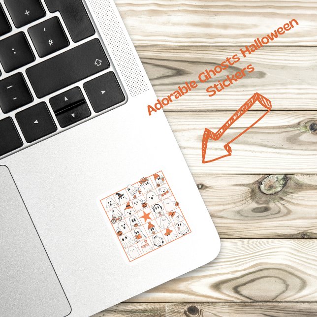 Ghosts Bingo  Square Sticker (This item is for display purposes only to illustrate the design element. )