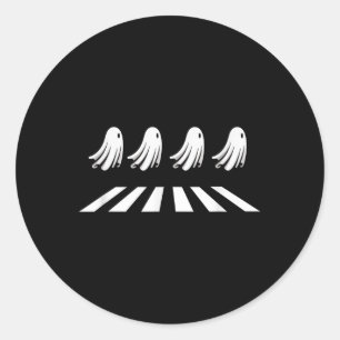 Ghosts Crossing Road Funny Halloween Spooky Kids C Classic Round Sticker