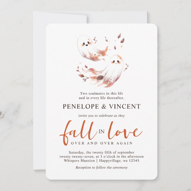 Ghosts Fall In Love Wedding Invitation (Front)