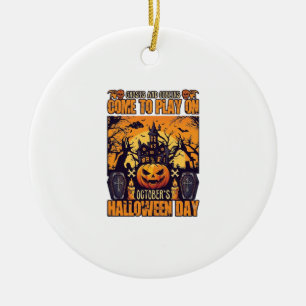 Ghosts Goblins Halloween Come Play October Haunted Ceramic Tree Decoration