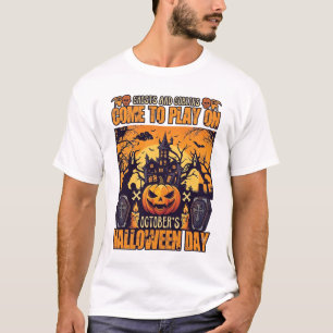 Ghosts Goblins Halloween Come Play October Haunted T-Shirt