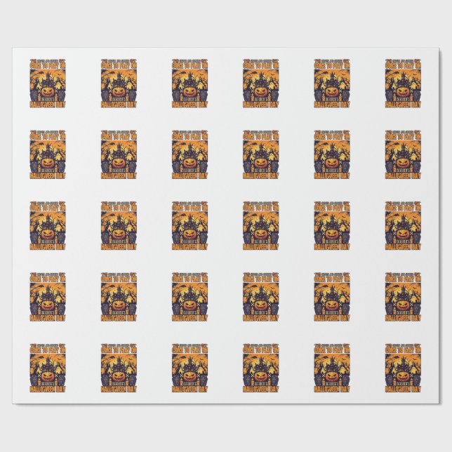 Ghosts Goblins Halloween Come Play October Haunted Wrapping Paper (Flat)