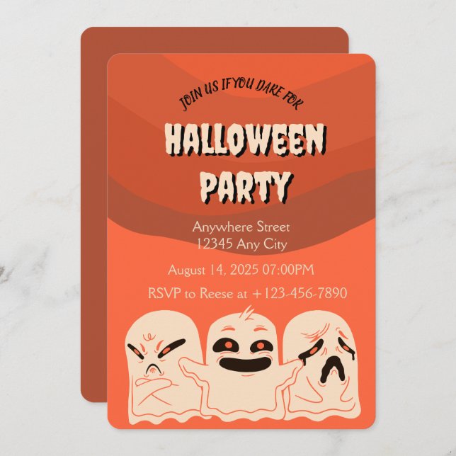 Ghosts Halloween Party Invitation (Front/Back)