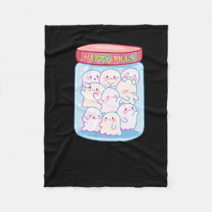 Ghosts Happy Pills Sticker  Fleece Blanket