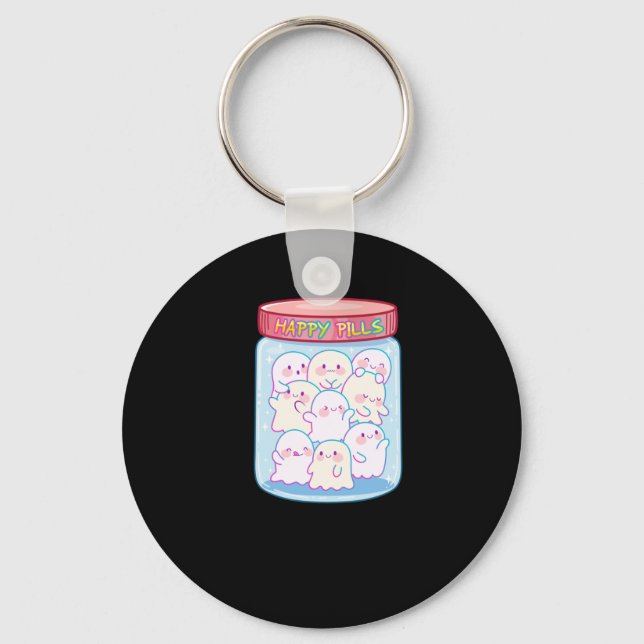 Ghosts Happy Pills Sticker  Key Ring (Front)