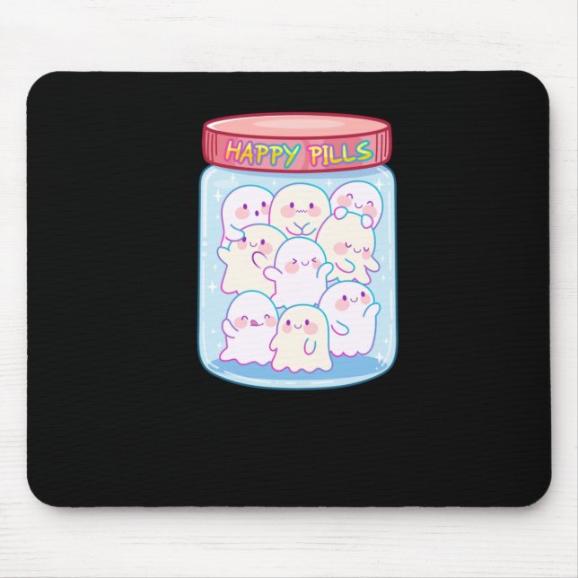 Ghosts Happy Pills Sticker  Mouse Mat (Front)