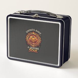 Ghosts Have Genuine Soul Haloween Pumpkin Fire Swi Metal Lunch Box