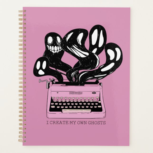 Ghosts in a Pink Typewriter Planner (Front)