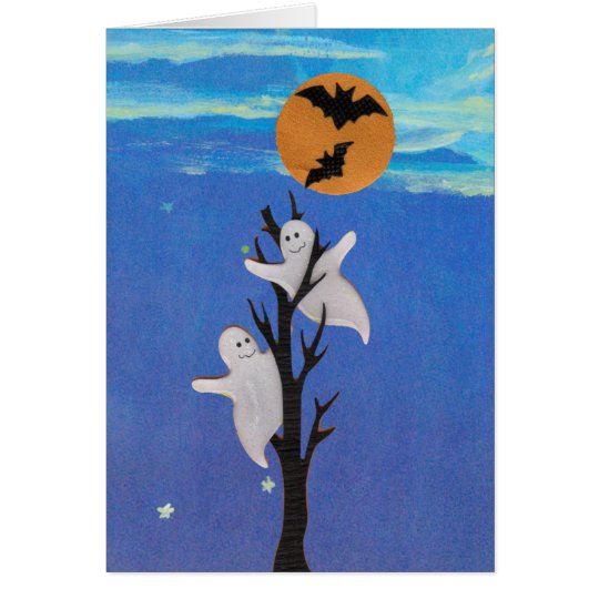 Ghosts in a Tree Halloween Card