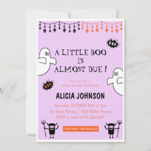 Ghosts Little boo Halloween baby shower Invitation