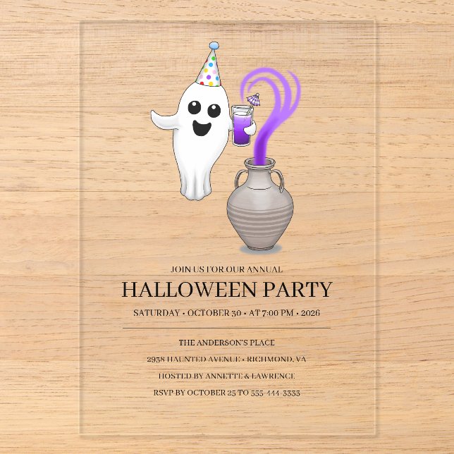 Ghost's Magical Party Acrylic Invitations (Front)