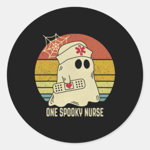 Ghosts One Spooky Nurse Halloween Nurse Fall Scrub Classic Round Sticker